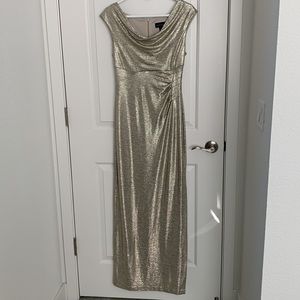 Women's Dress maxi Length Dress Gold shoulder Sleeve size 6